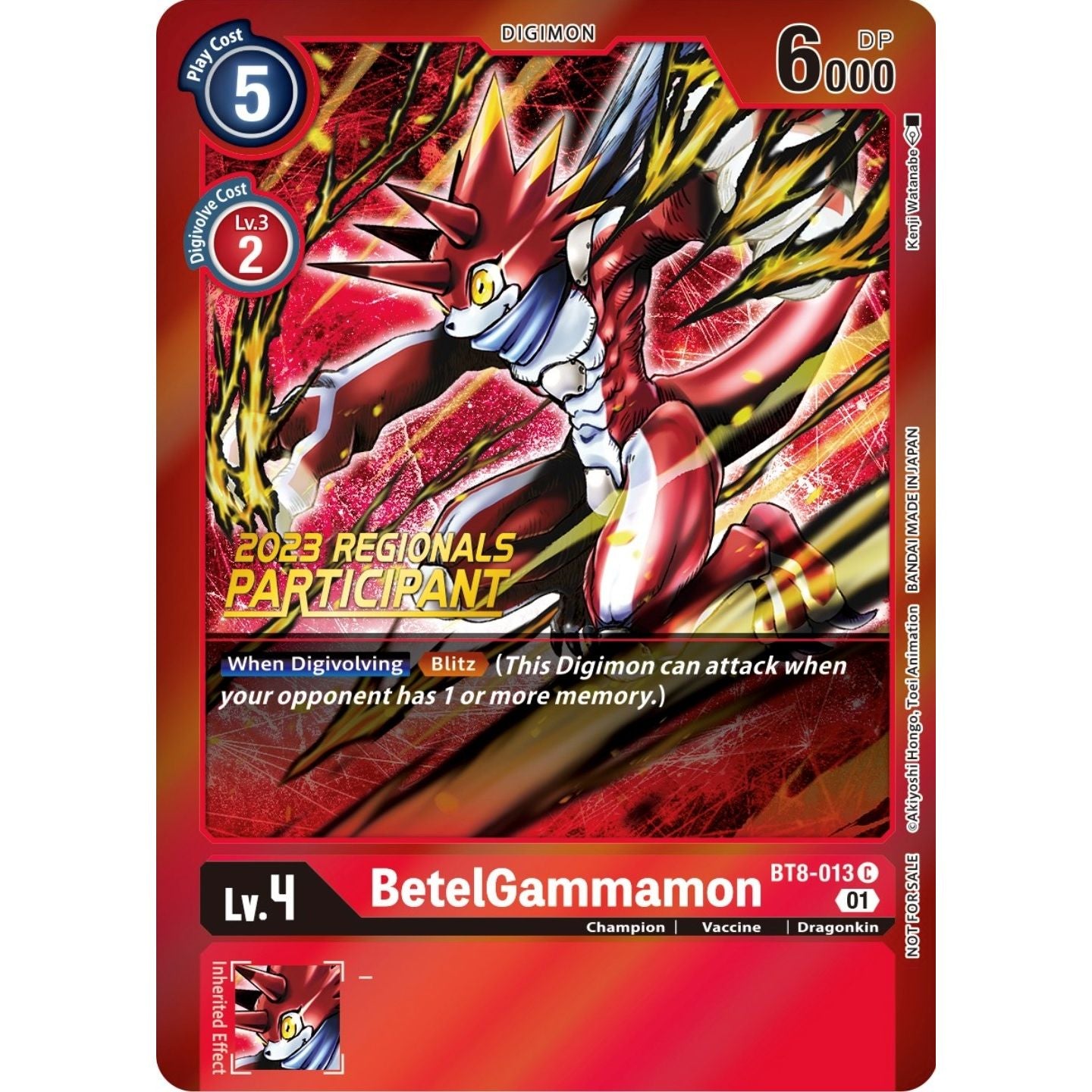 Image for BetelGammamon (2023 Regionals Participant) (BT8-013 C) (BT08) - Digimon Card Game