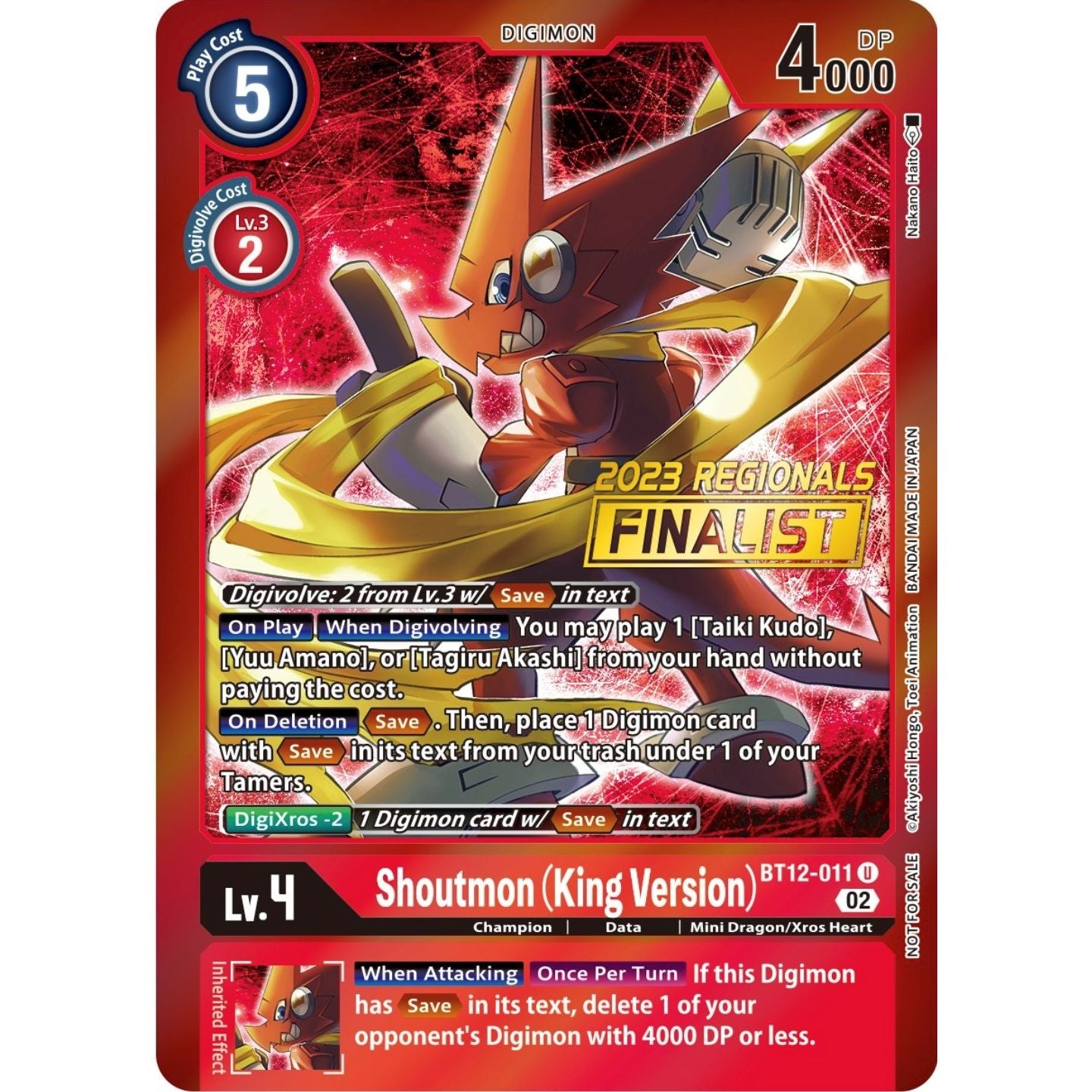 Image for Shoutmon (King Version) (2023 Regionals Finalist) (BT12-011 U) (BT12) - Digimon Card Game