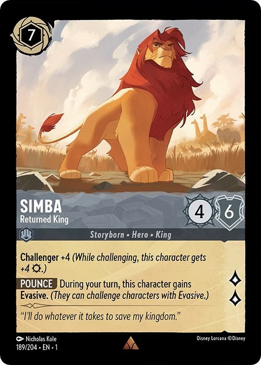 Image for Simba - Returned King (189/204) (1) - Disney Lorcana