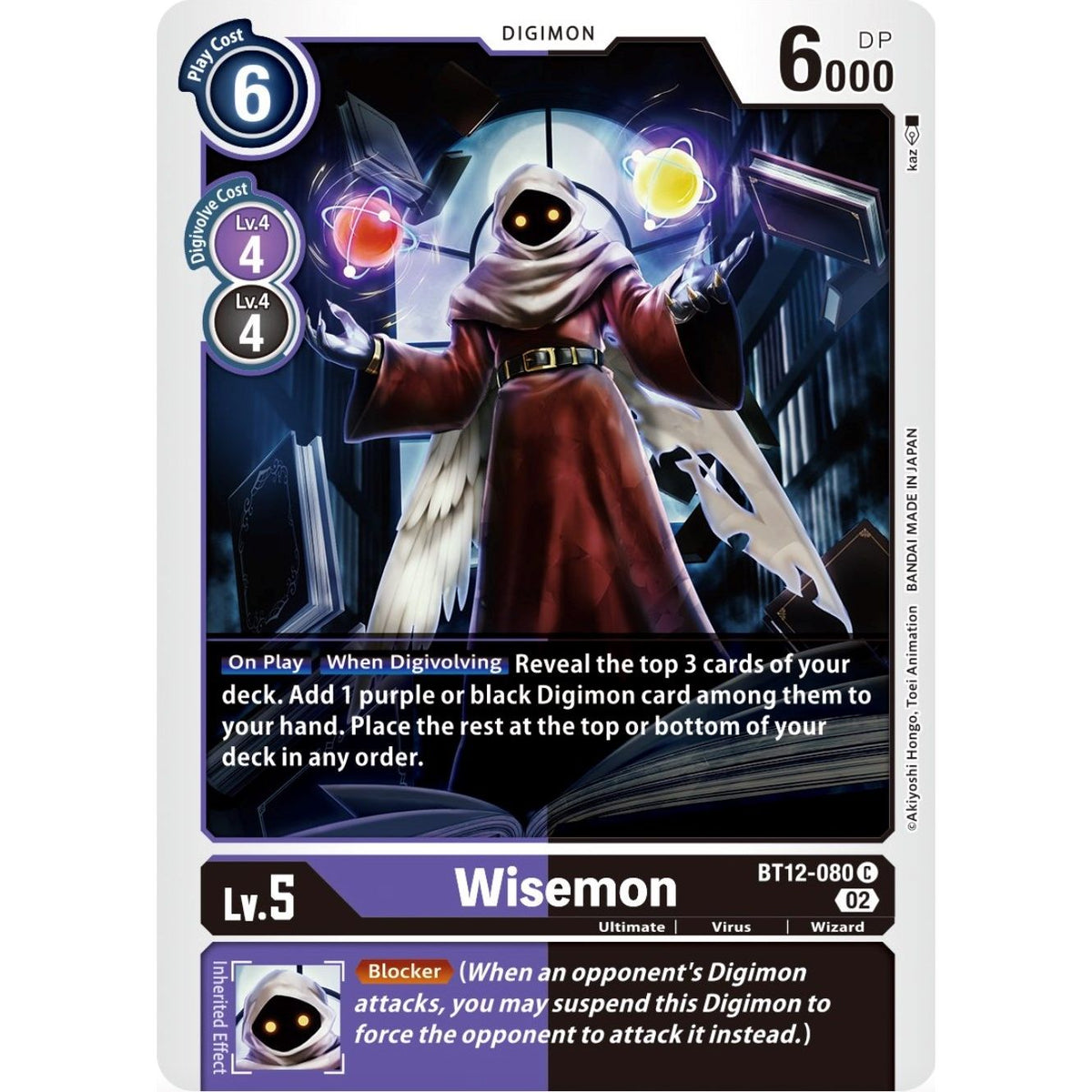 Image for Wisemon (BT12-080 C) (BT12) - Digimon Card Game