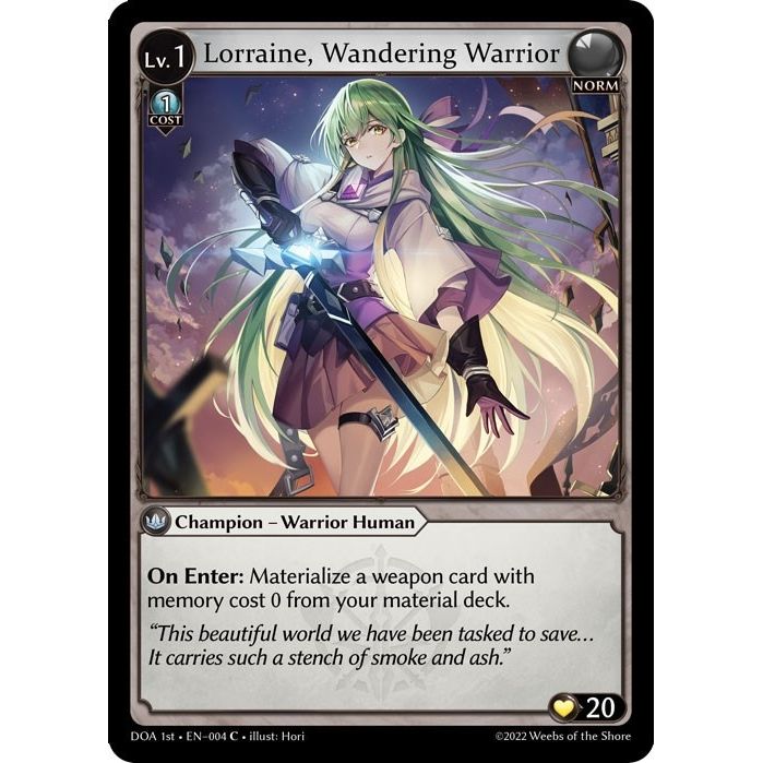 Image for Lorraine, Wandering Warrior (004) (DOA 1st) - Grand Archive TCG