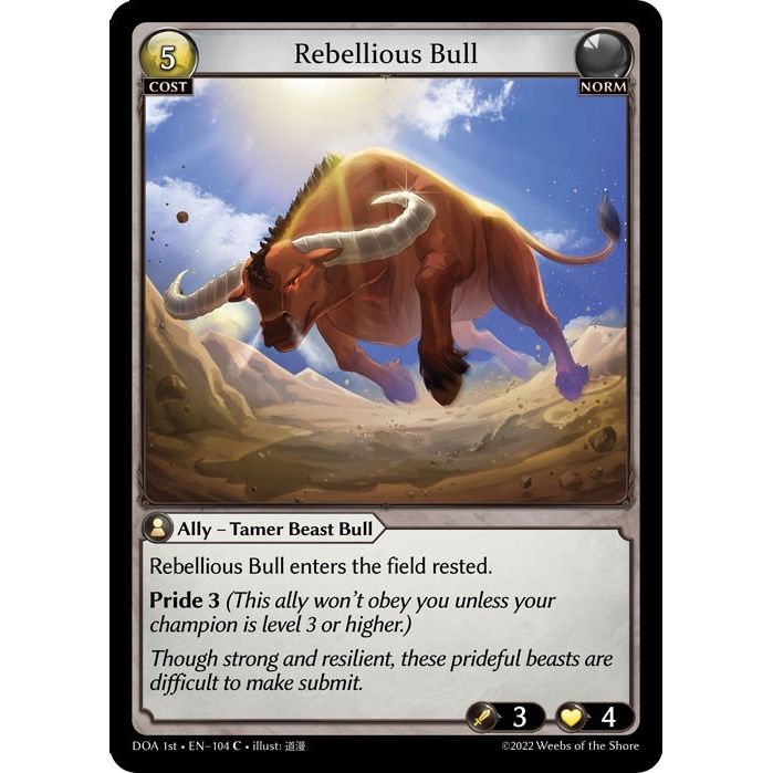 Image for Rebellious Bull (104) (DOA 1st) - Grand Archive TCG