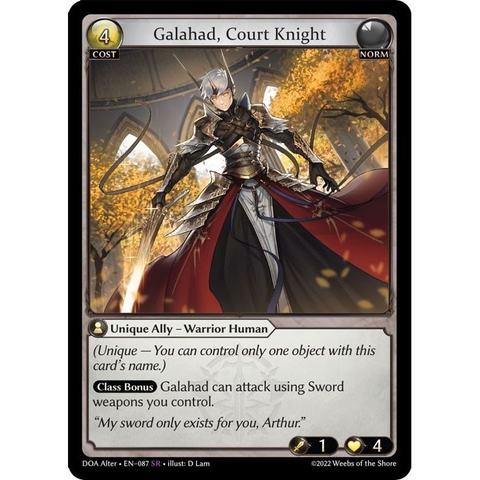 Image for Galahad, Court Knight (087) (DOA Alter) - Grand Archive TCG