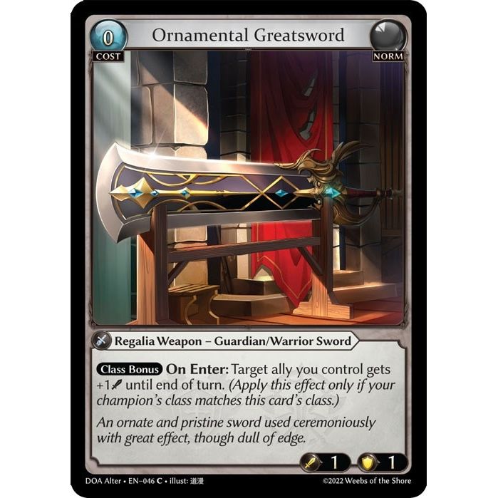 Image for Ornamental Greatsword (046) (DOA Alter) - Grand Archive TCG