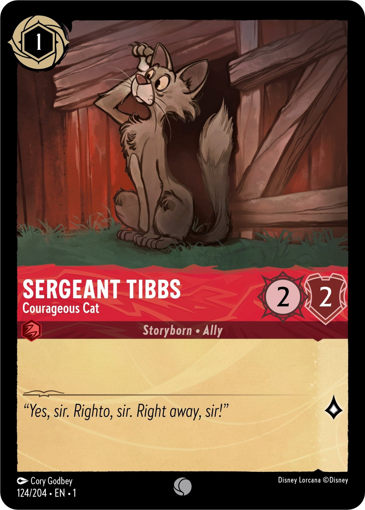 Image for Sergeant Tibbs - Courageous Cat (124/204) (1) - Disney Lorcana