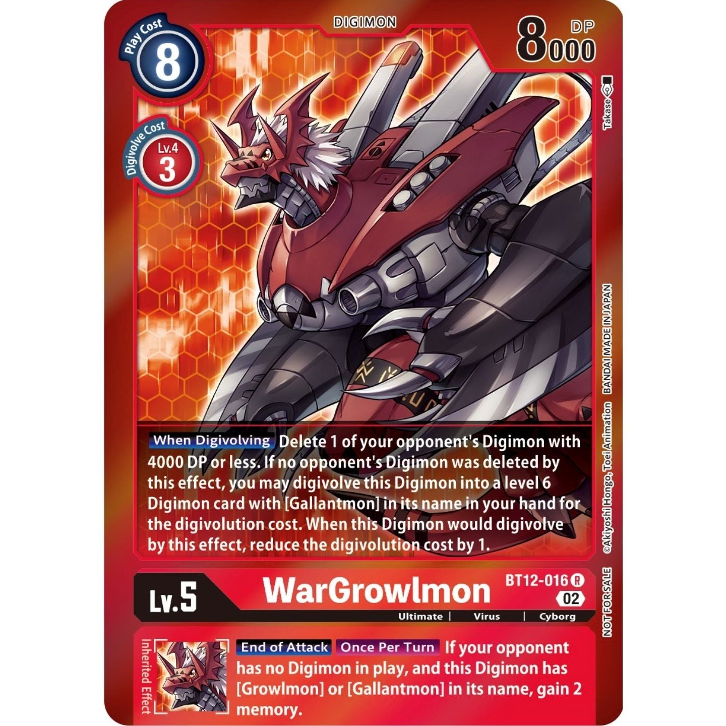 Image for WarGrowlmon (Tamer Party -Special-) (BT12-016 R) (BT12) - Digimon Card Game