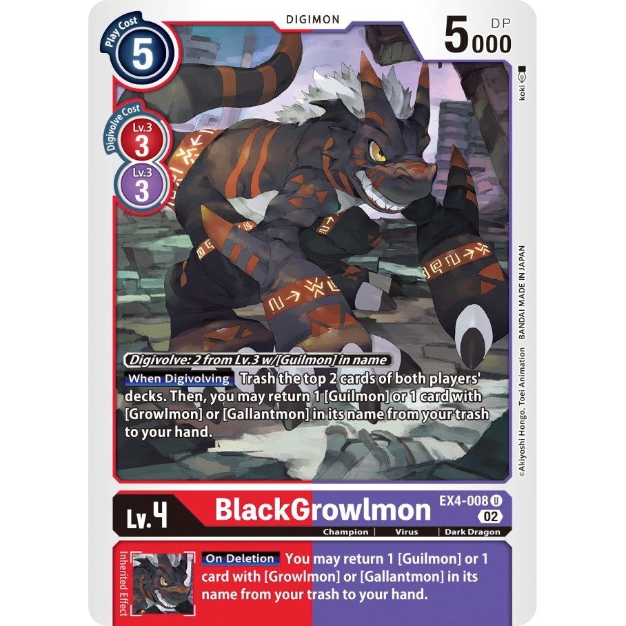 Image for BlackGrowlmon (EX4-008 U) (EX04) - Digimon Card Game