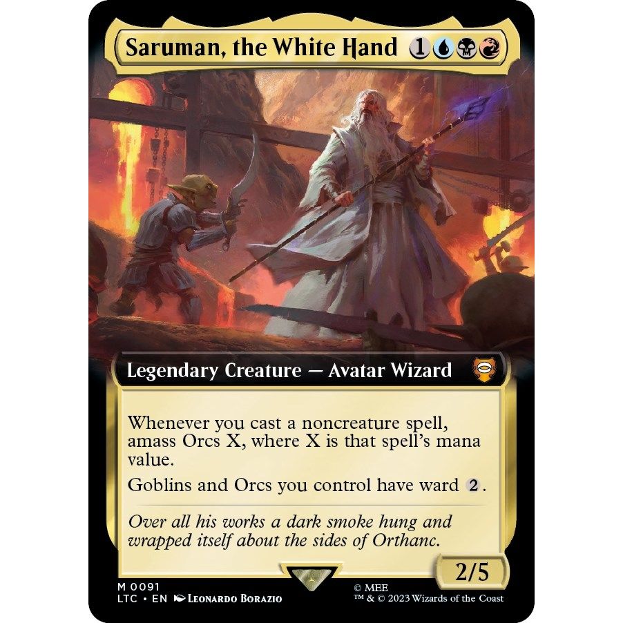 Image for Saruman, the White Hand (Extended Art) (91) (LTC) - Magic: The Gathering