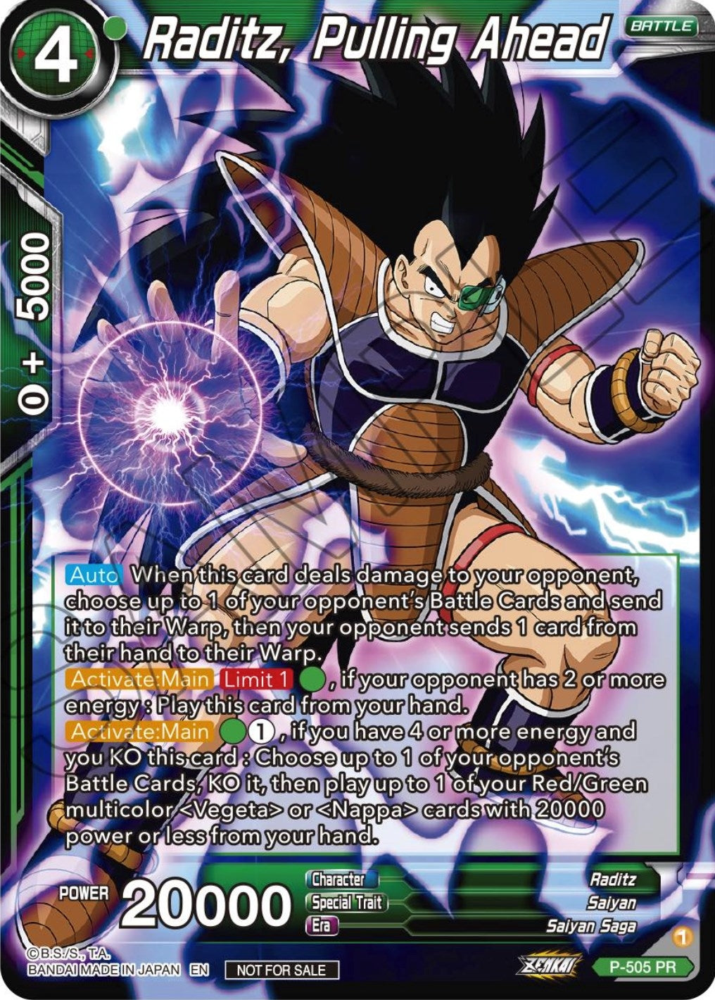 Image for Raditz, Pulling Ahead (Zenkai Series Tournament Pack Vol.4) (P-505) (TPR) - Dragon Ball Super: Masters