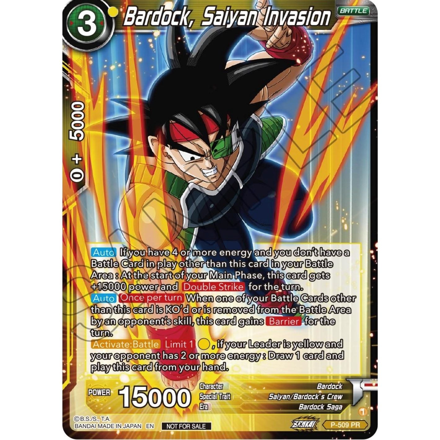 Image for Bardock, Saiyan Invasion (Zenkai Series Tournament Pack Vol.4) (P-509) (TPR) - Dragon Ball Super: Masters