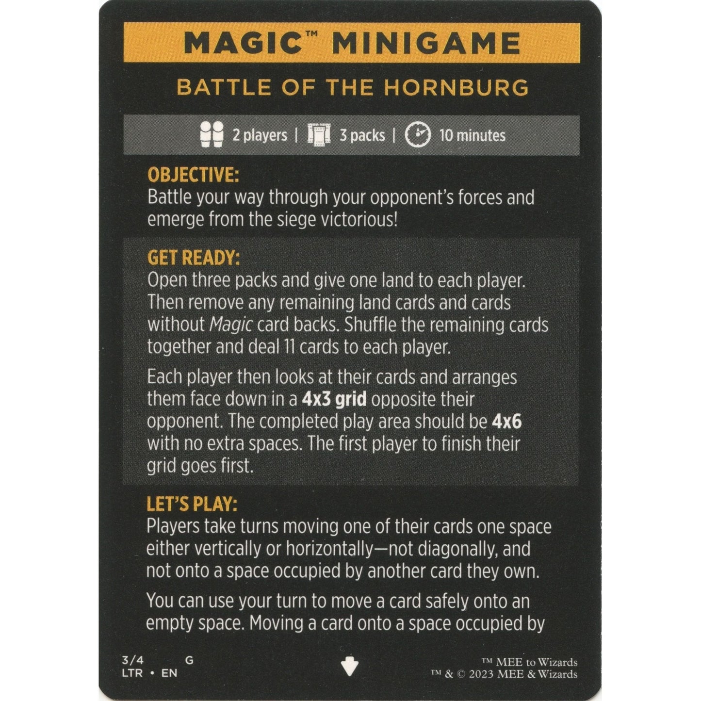 Image for Magic Minigame: Battle of the Hornburg (3) (LTR) - Magic: The Gathering