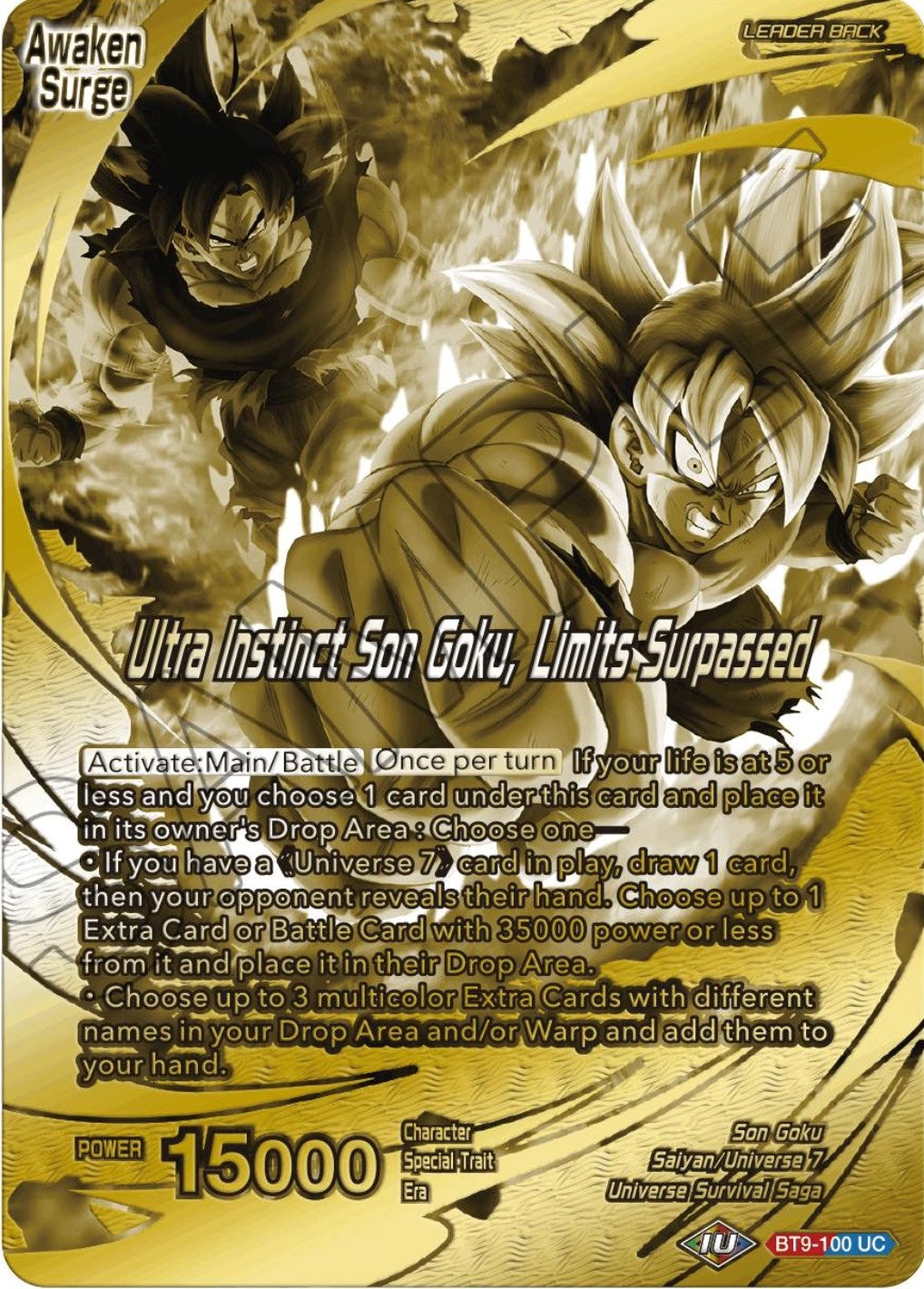 Image for Son Goku // Ultra Instinct Son Goku, Limits Surpassed (Championship 2023 Golden Card Vol.2, Version 2) (BT9-100) (TPR) - Dragon Ball Super: Masters