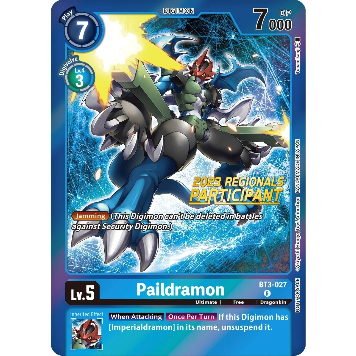 Image for Paildramon (2023 Regionals Participant) (BT3-027 R) (BT01-03B) - Digimon Card Game