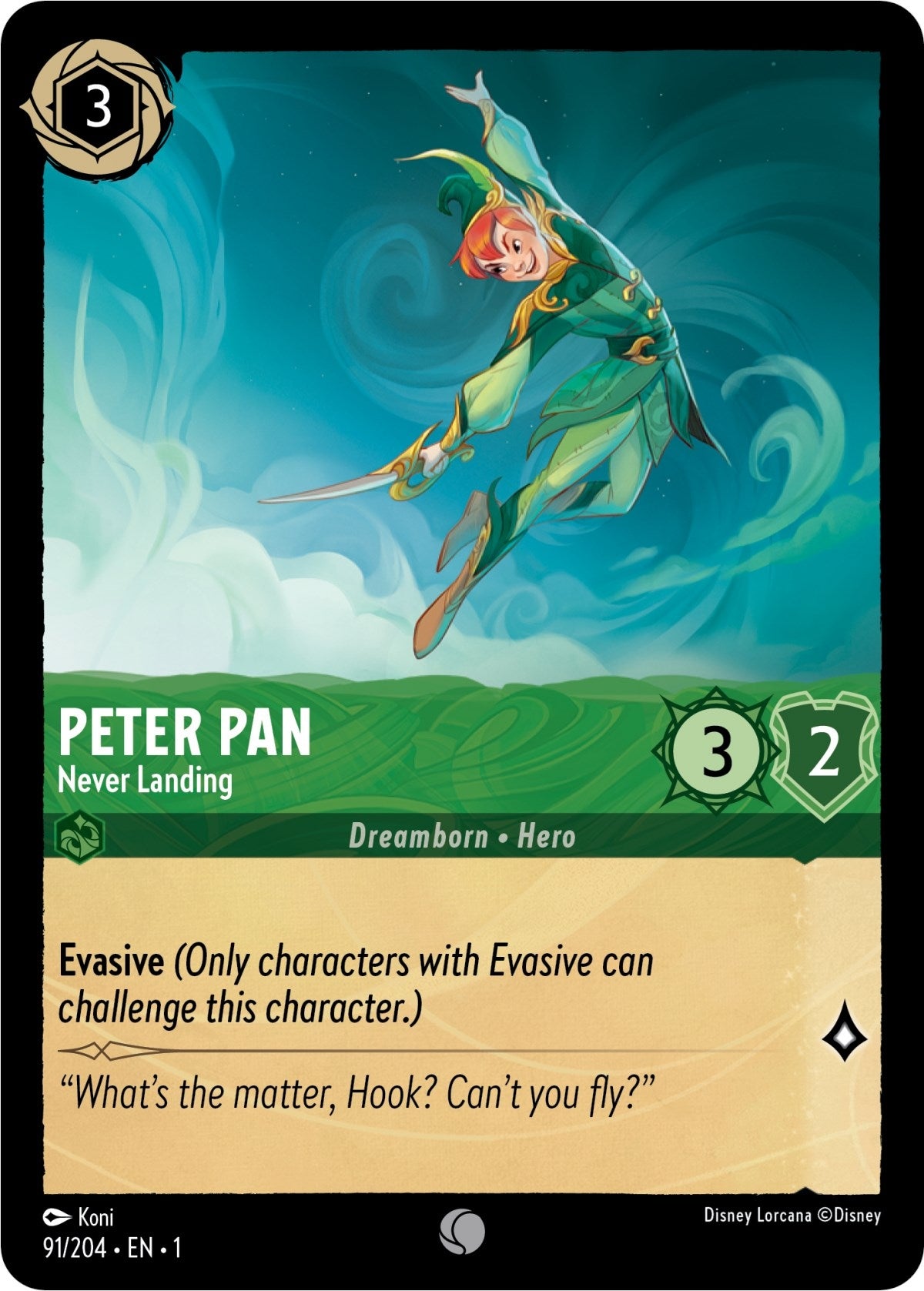 Image for Peter Pan - Never Landing (91/204) (1) - Disney Lorcana