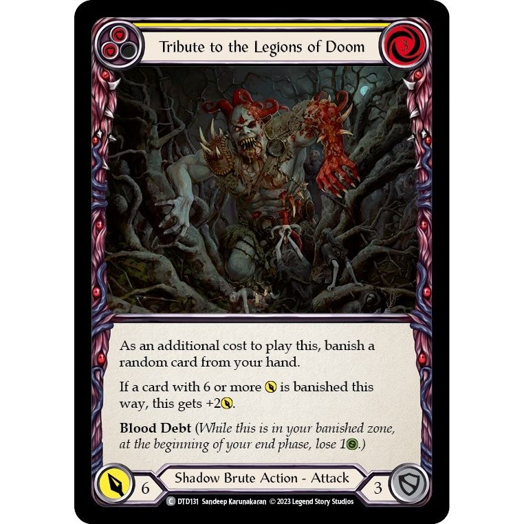 Image for Tribute to the Legions of Doom (Yellow) (DTD131) (DTD) - Flesh and Blood TCG