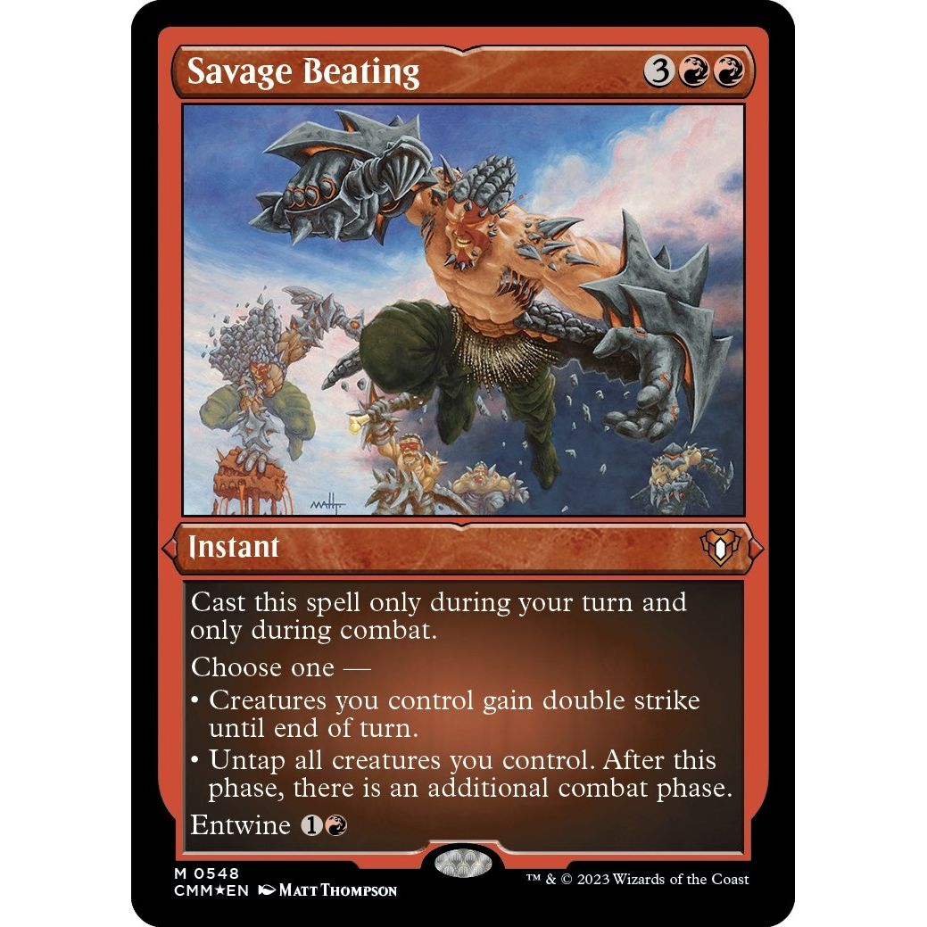 Image for Savage Beating (Foil Etched) (548) (CMM) - Magic: The Gathering