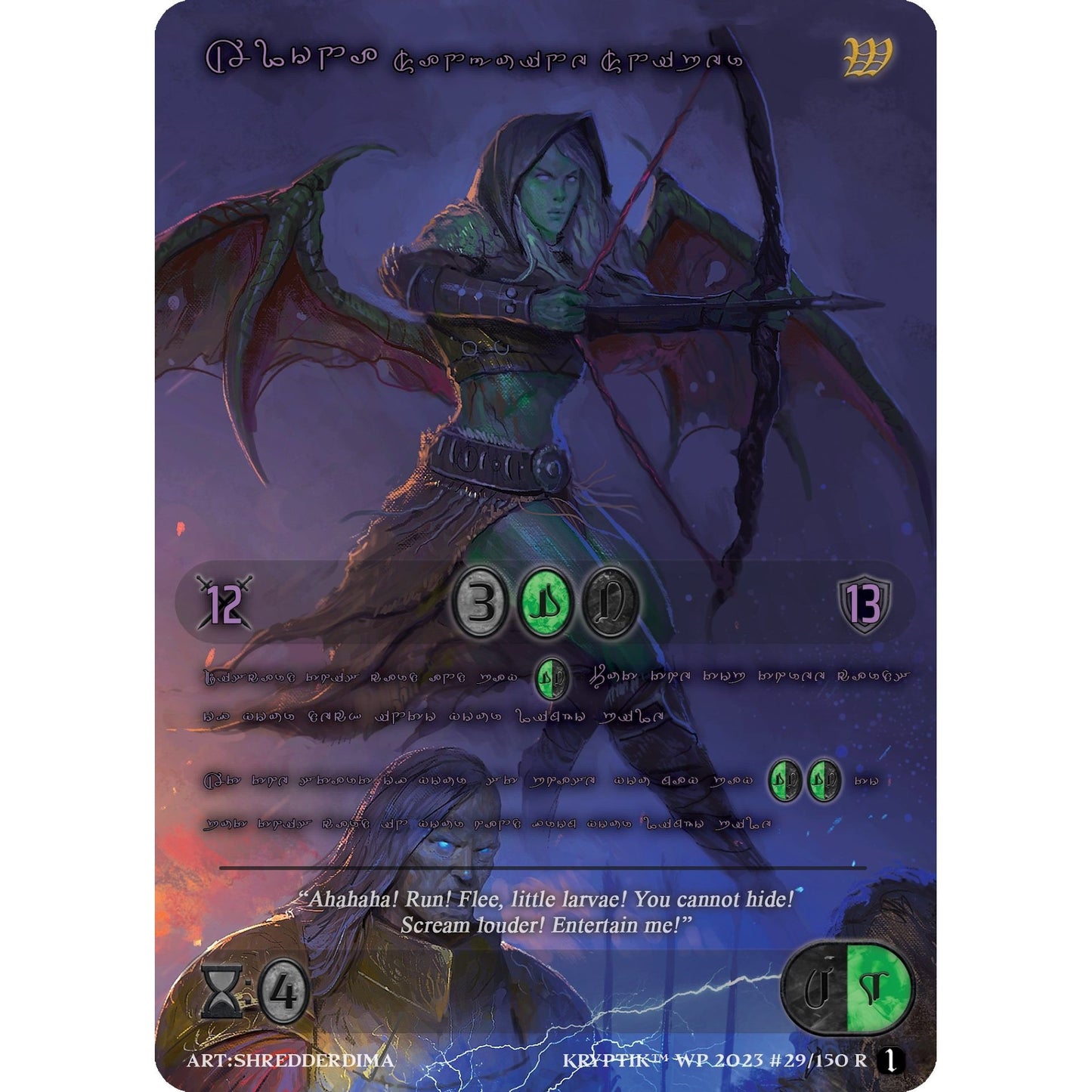 Image for Alona, Sanguine Sniper (Purple Kryptik Language) (29) - Kryptik TCG