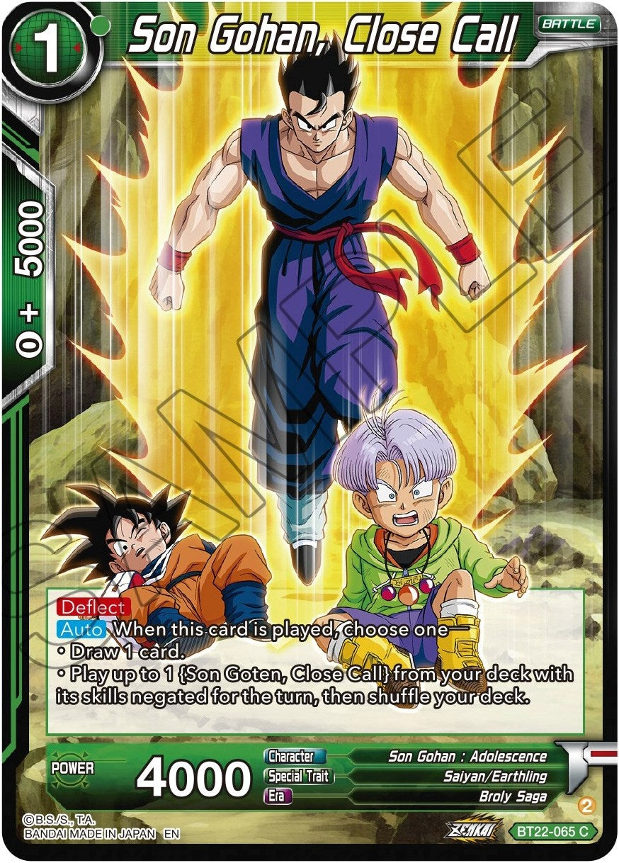 Image for Son Gohan, Close Call (BT22-065) (BT22) - Dragon Ball Super: Masters