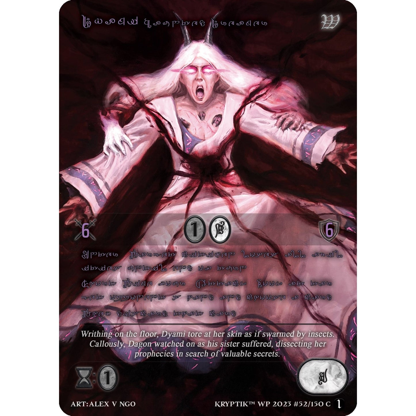 Image for Dyami, Haunted Dreamer (Purple Kryptik Language) (52) - Kryptik TCG