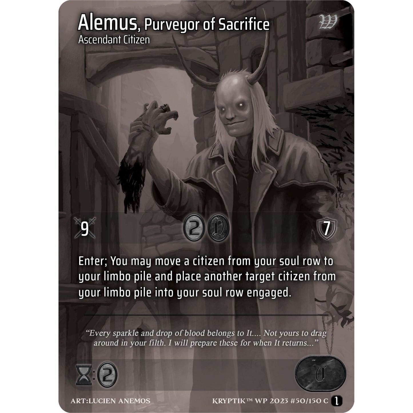 Image for Alemus, Purveyor of Sacrifice (Cosmo Foil) (50) (KPTGC) - Kryptik TCG