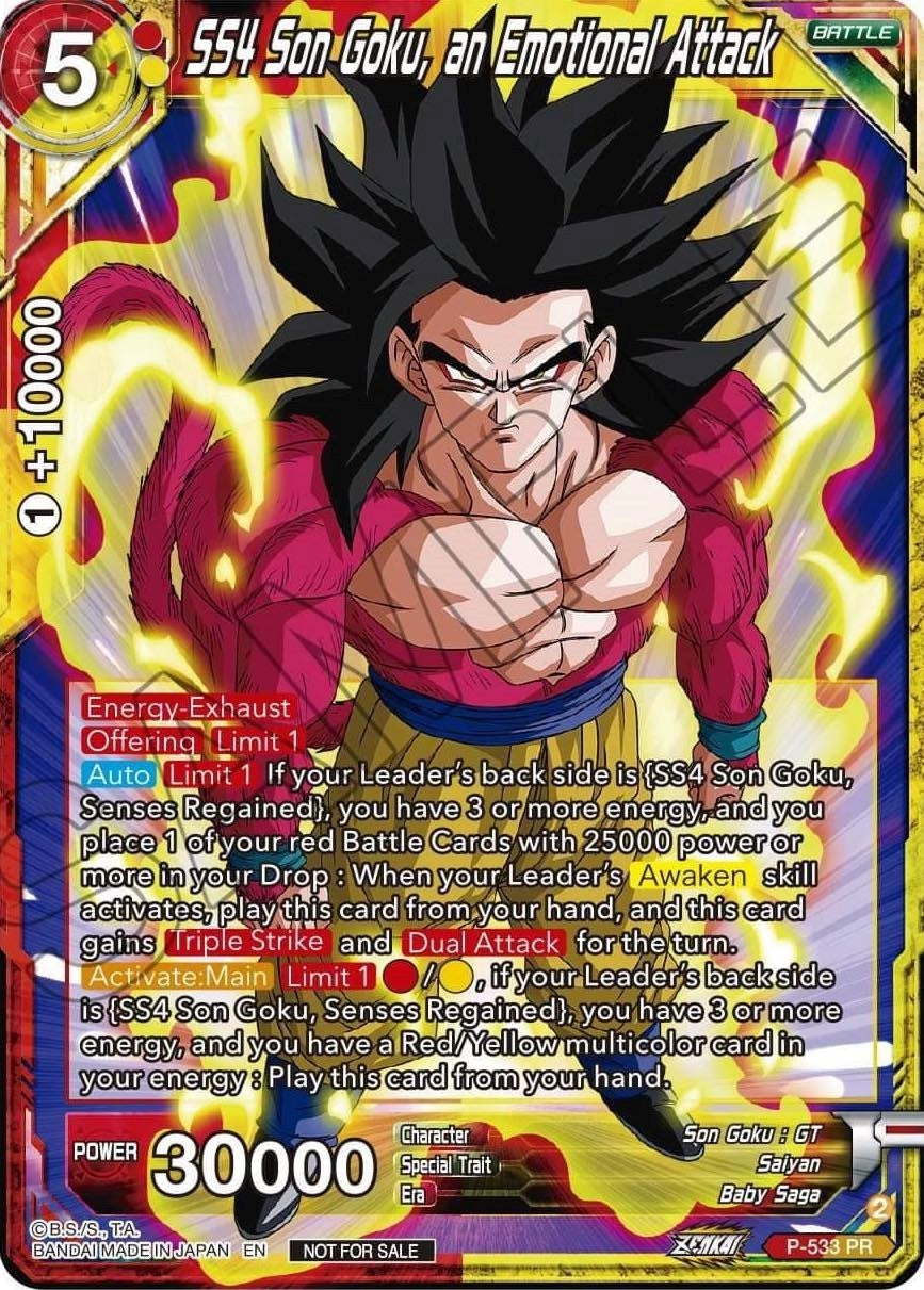 Image for SS4, Son Goku, an Emotional Attack (Zenkai Series Tournament Pack Vol.5) (P-533) (TPR) - Dragon Ball Super: Masters