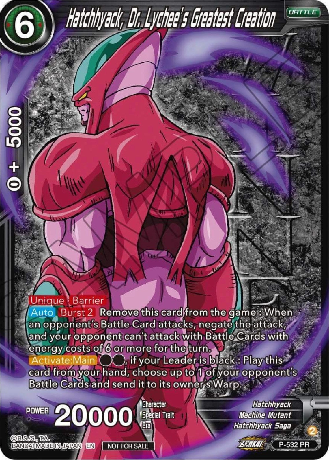 Image for Hatchhyack, Dr. Lychee's Greatest Creation (Winner-Stamped) (Zenkai Series Tournament Pack Vol.5) (P-532) (TPR) - Dragon Ball Super: Masters