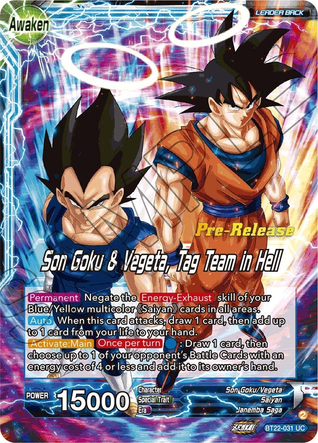 Image for Son Goku // Son Goku & Vegeta, Tag Team in Hell (BT22-031) (DBS-B22PRE) - Dragon Ball Super: Masters