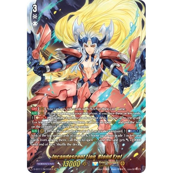 Image for Incandescent Lion, Blond Ezel (SEC) (D-BT11/SEC02EN) (D-BT11) - Cardfight Vanguard