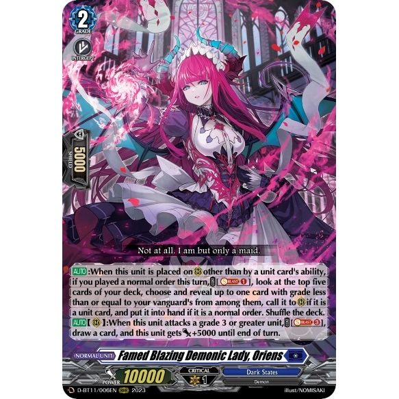 Image for Famed Blazing Demonic Lady, Oriens (D-BT11/006EN) (D-BT11) - Cardfight Vanguard