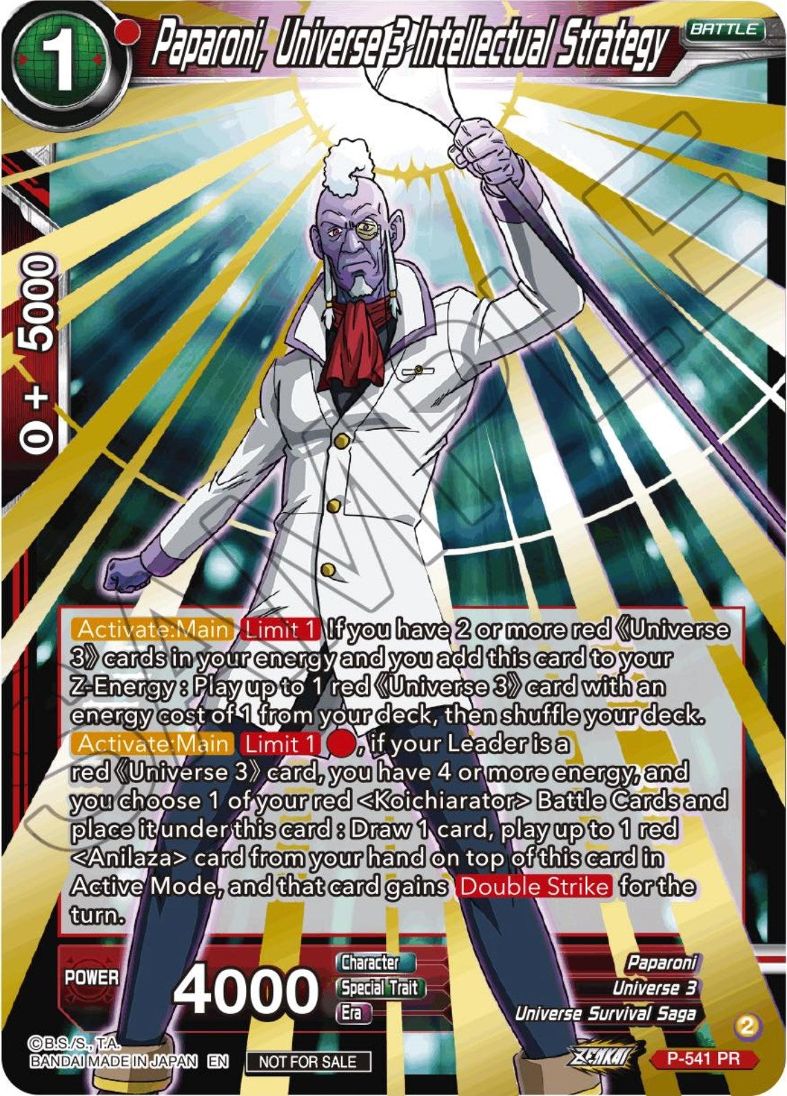 Image for Paparoni, Universe 3 Intellectual Strategy (Championship Selection Pack 2023 Vol.3) (Gold-Stamped) (P-541) (TPR) - Dragon Ball Super: Masters
