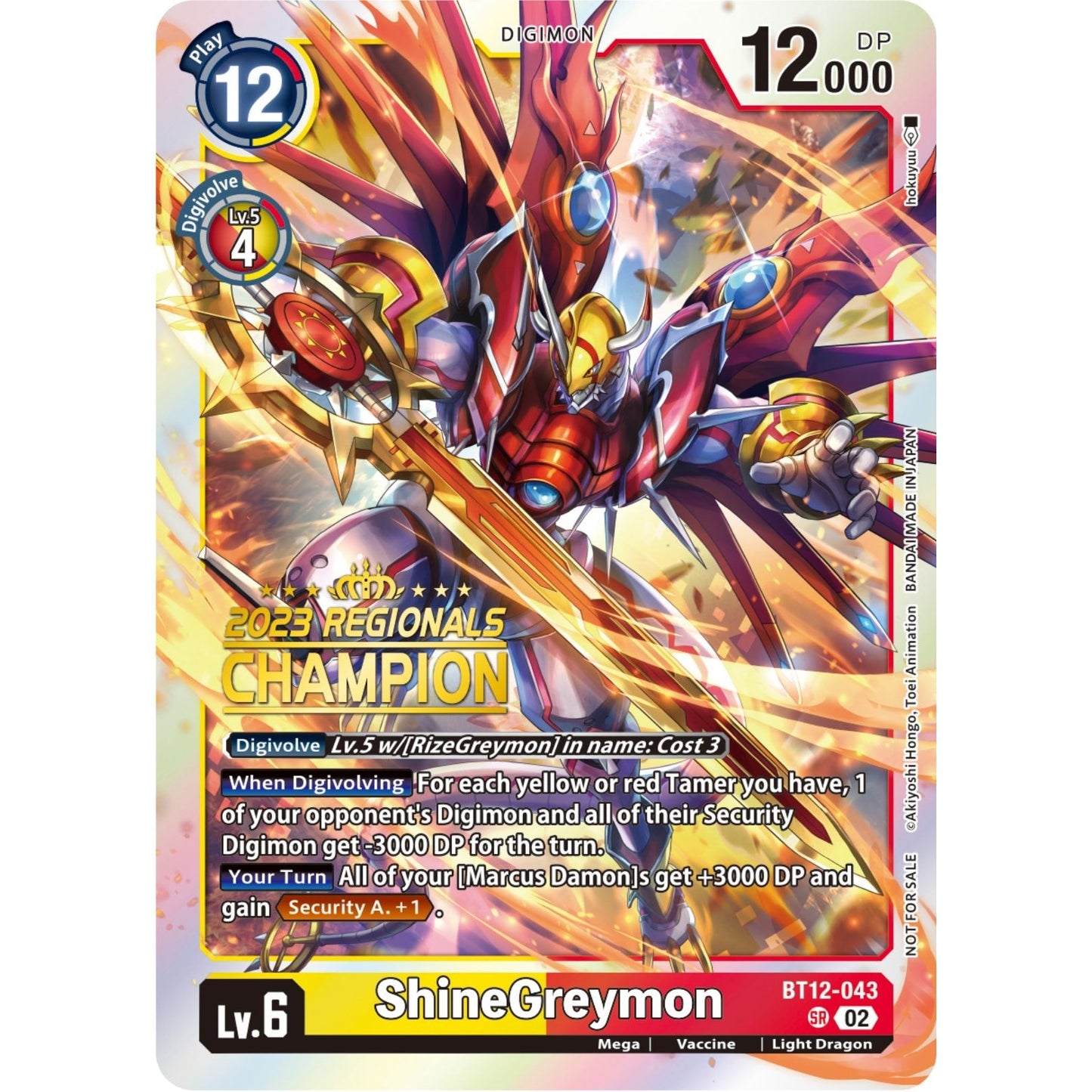 Image for ShineGreymon (2023 Regionals Champion) (BT12-043 SR) (BT12) - Digimon Card Game
