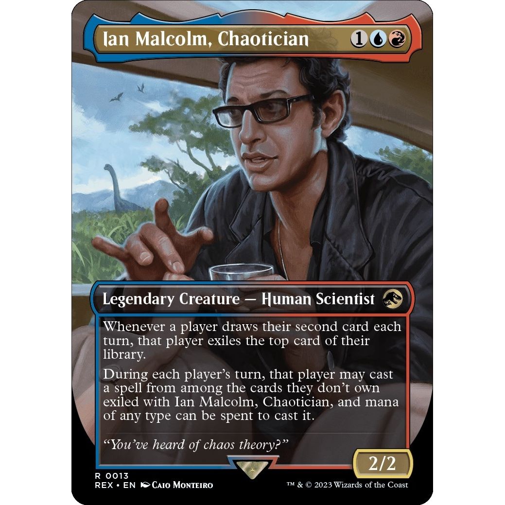 Image for Ian Malcolm, Chaotician (Borderless) (13) (REX) - Magic: The Gathering