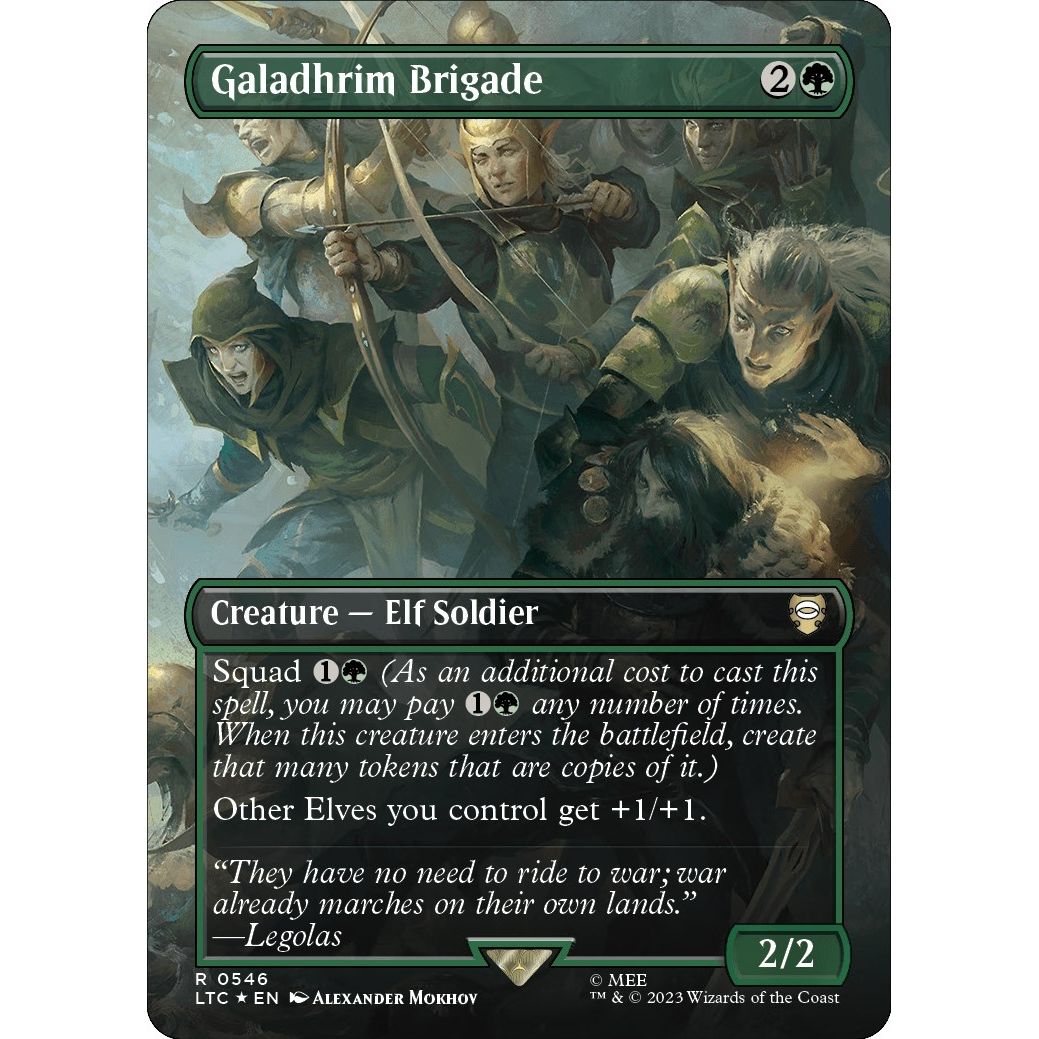 Image for Galadhrim Brigade (Borderless) (Surge Foil) (546) (LTC) - Magic: The Gathering