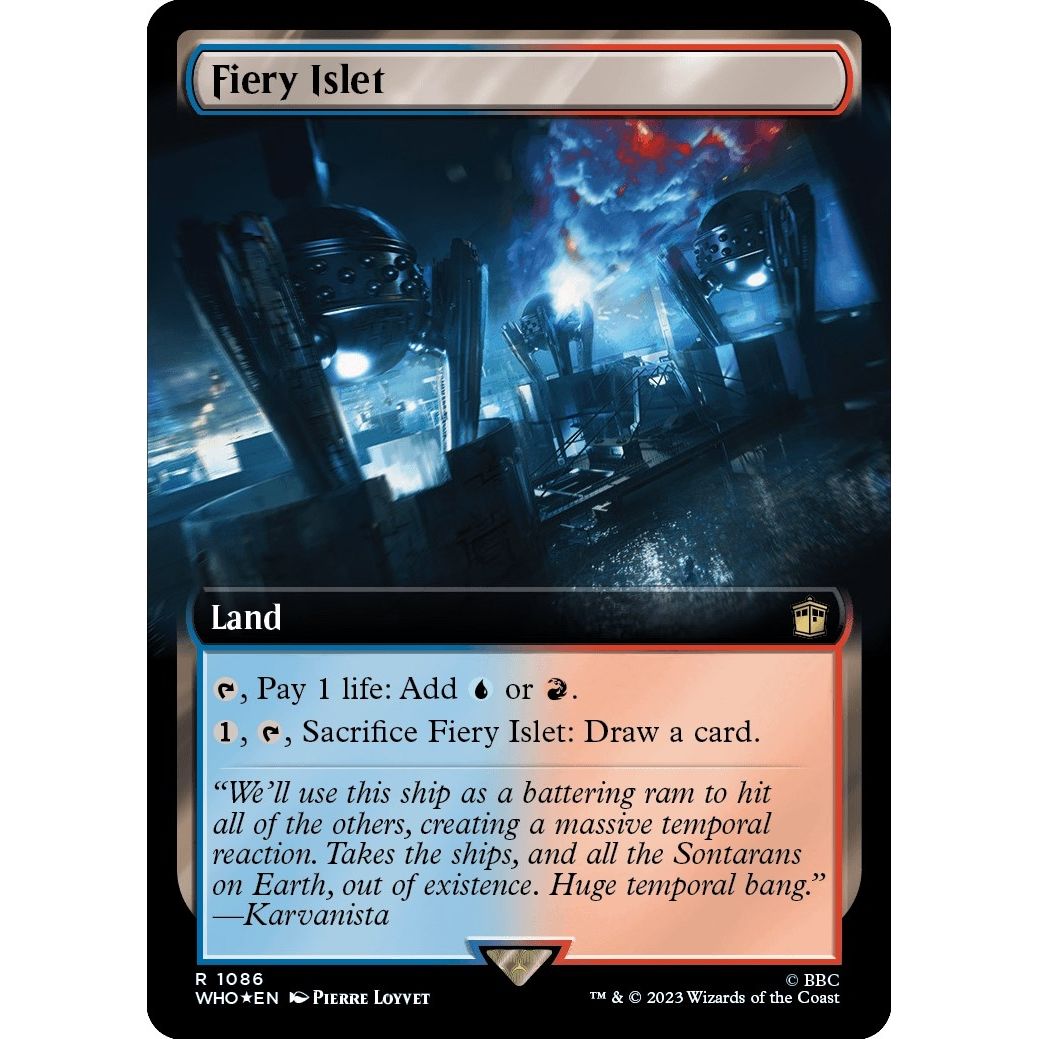 Image for Fiery Islet (Extended Art) (Surge Foil) (1086) (WHO) - Magic: The Gathering