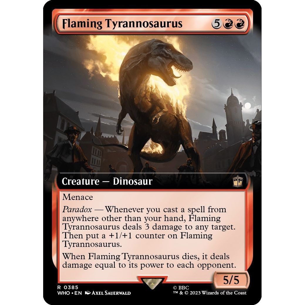 Image for Flaming Tyrannosaurus (Extended Art) (385) (WHO) - Magic: The Gathering