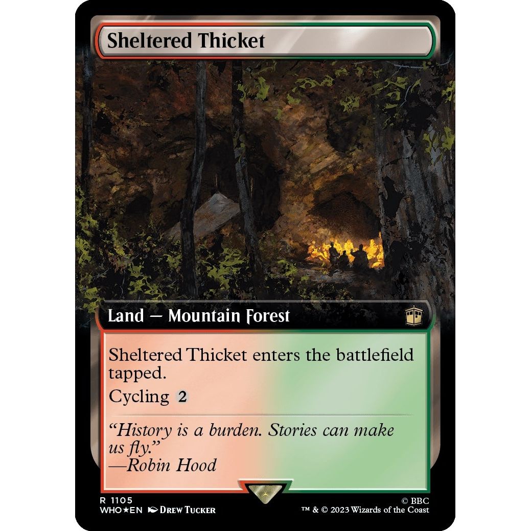 Image for Sheltered Thicket (Extended Art) (Surge Foil) (1105) (WHO) - Magic: The Gathering