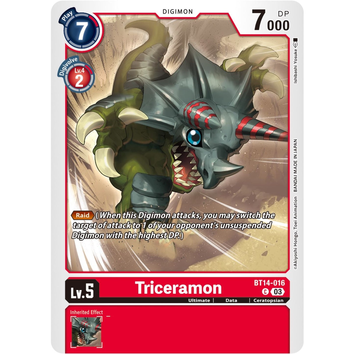 Image for Triceramon (BT14-016 C) (BT14) - Digimon Card Game