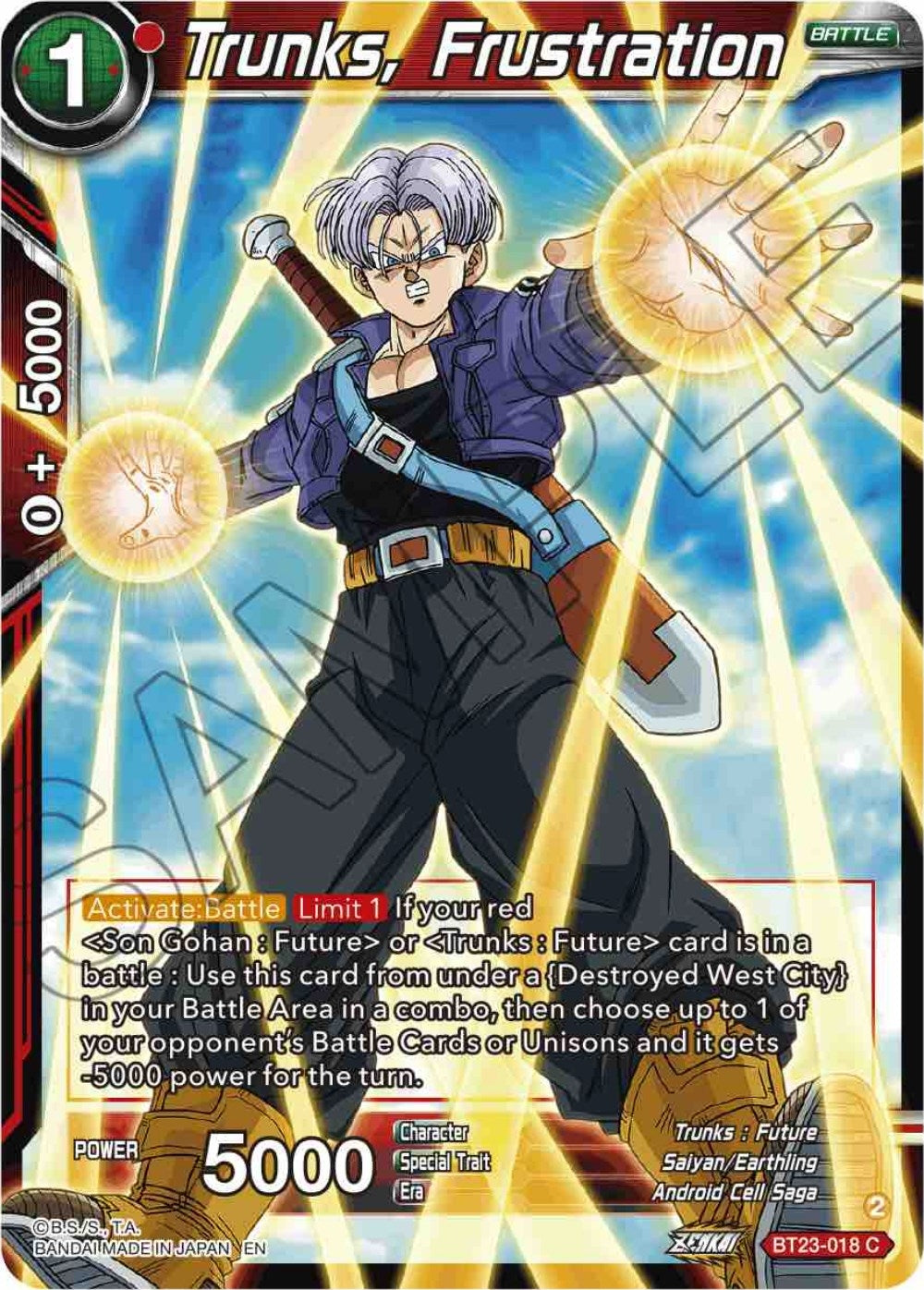 Image for Trunks, Frustration (BT23-018) (BT23) - Dragon Ball Super: Masters