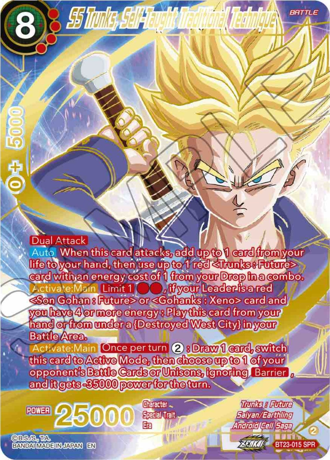 Image for SS Trunks, Self-Taught Traditional Technique (SPR) (BT23-015) (BT23) - Dragon Ball Super: Masters