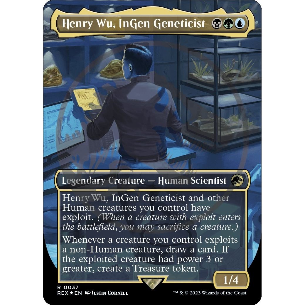 Image for Henry Wu, InGen Geneticist (Borderless) (Emblem) (37) (REX) - Magic: The Gathering