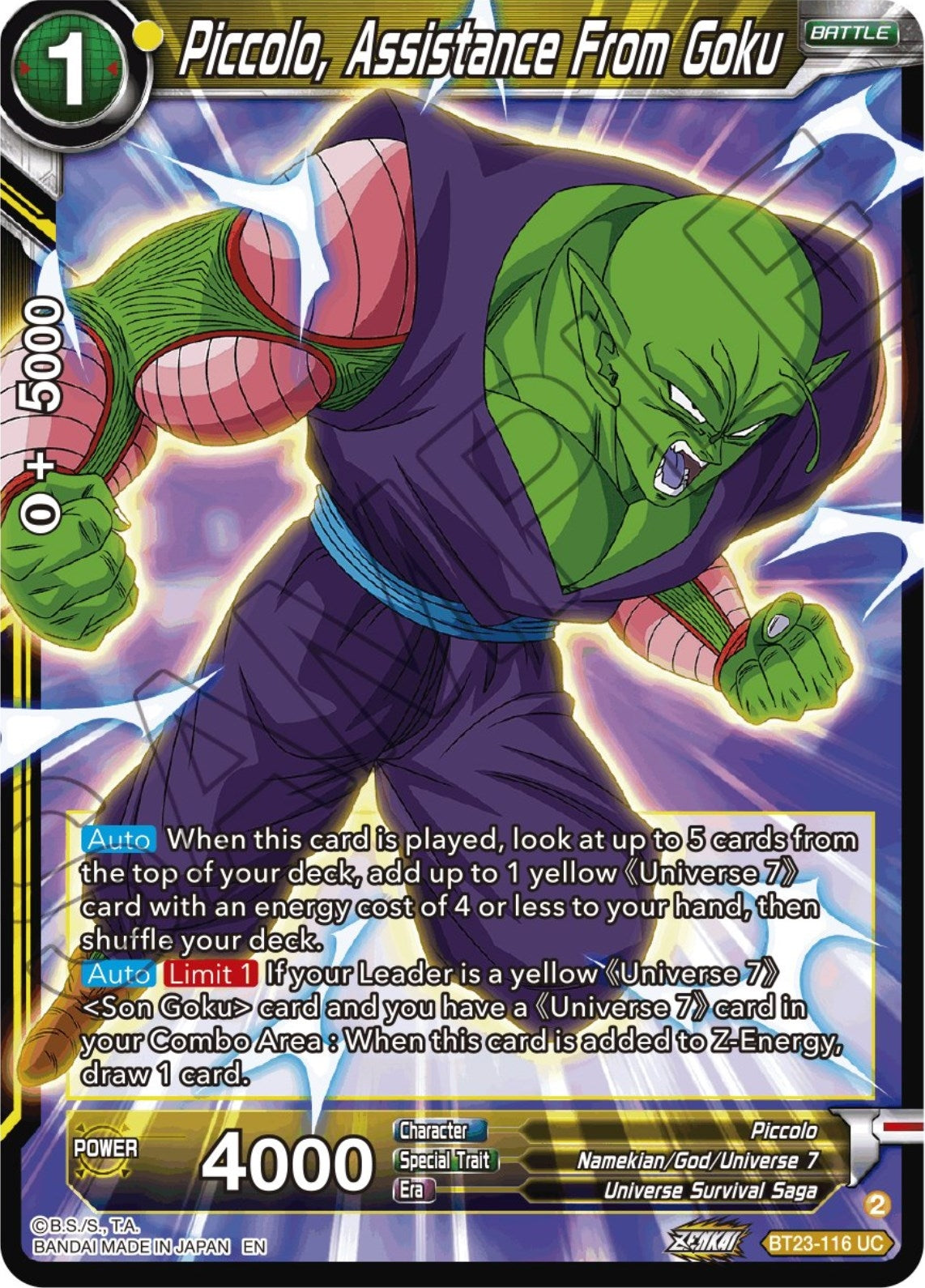 Image for Piccolo, Assistance From Goku (BT23-116) (BT23) - Dragon Ball Super: Masters