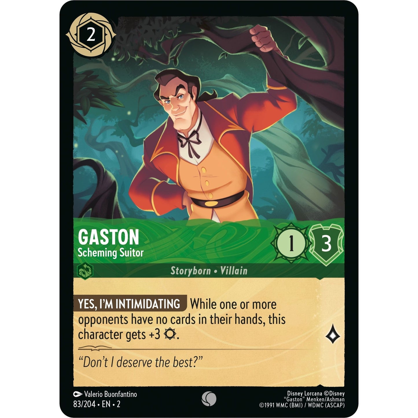 Image for Gaston - Scheming Suitor (83/204) (2) - Disney Lorcana