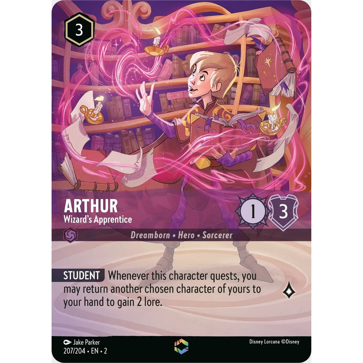 Image for Arthur - Wizard's Apprentice (Enchanted) (207/204) (2) - Disney Lorcana