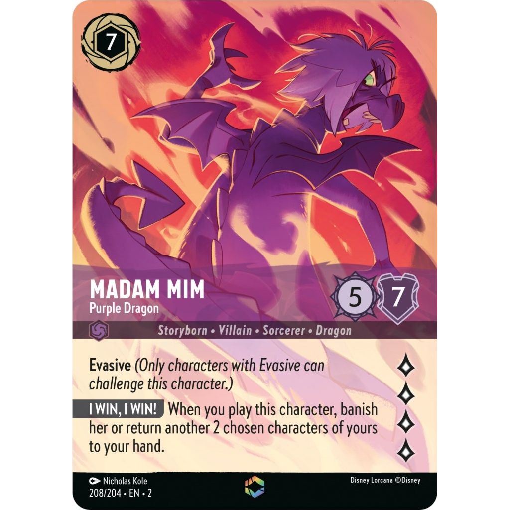 Image for Madam Mim - Purple Dragon (Enchanted) (208/204) (2) - Disney Lorcana