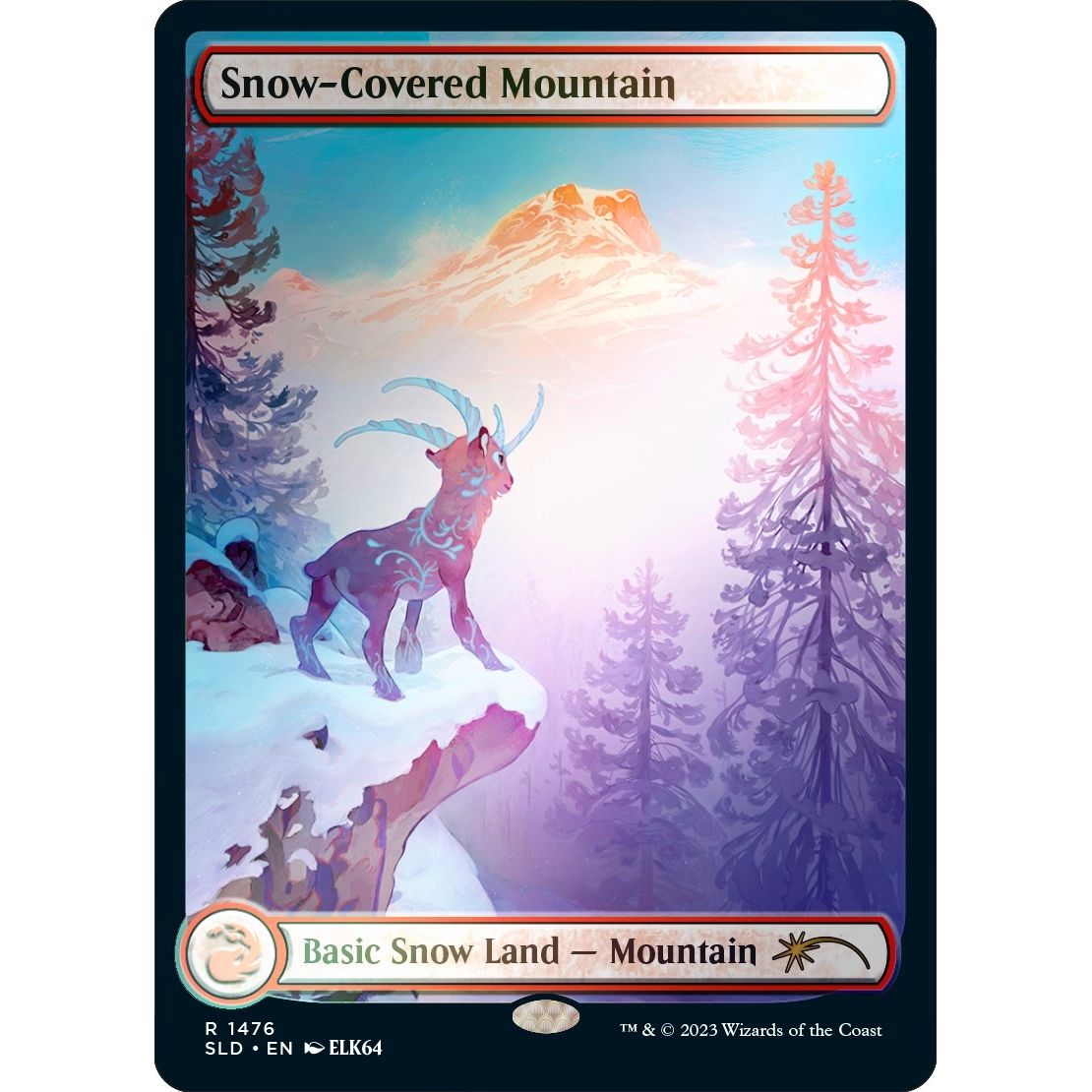 Image for Snow-Covered Mountain (1476) (Rainbow Foil) (1476) (SLD) - Magic: The Gathering