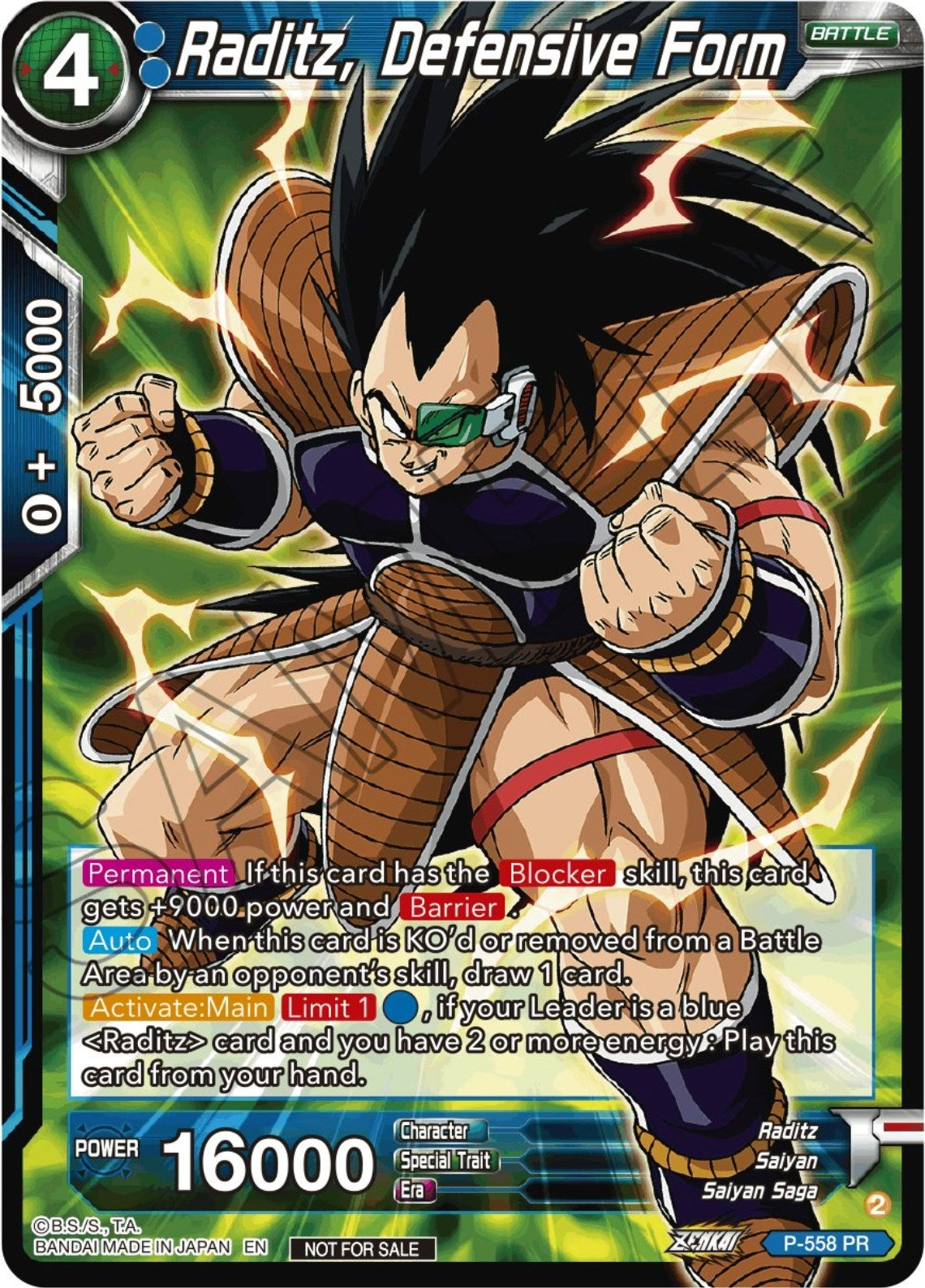 Image for Raditz, Defensive Form (Zenkai Series Tournament Pack Vol.6) (P-558) (TPR) - Dragon Ball Super: Masters