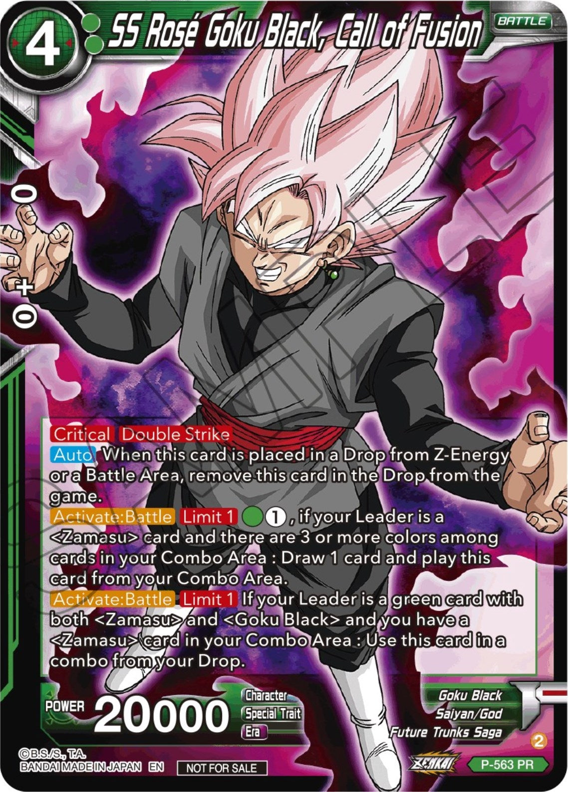 Image for SS Rose Goku Black, Call of Fusion (Zenkai Series Tournament Pack Vol.6) (P-563) (TPR) - Dragon Ball Super: Masters
