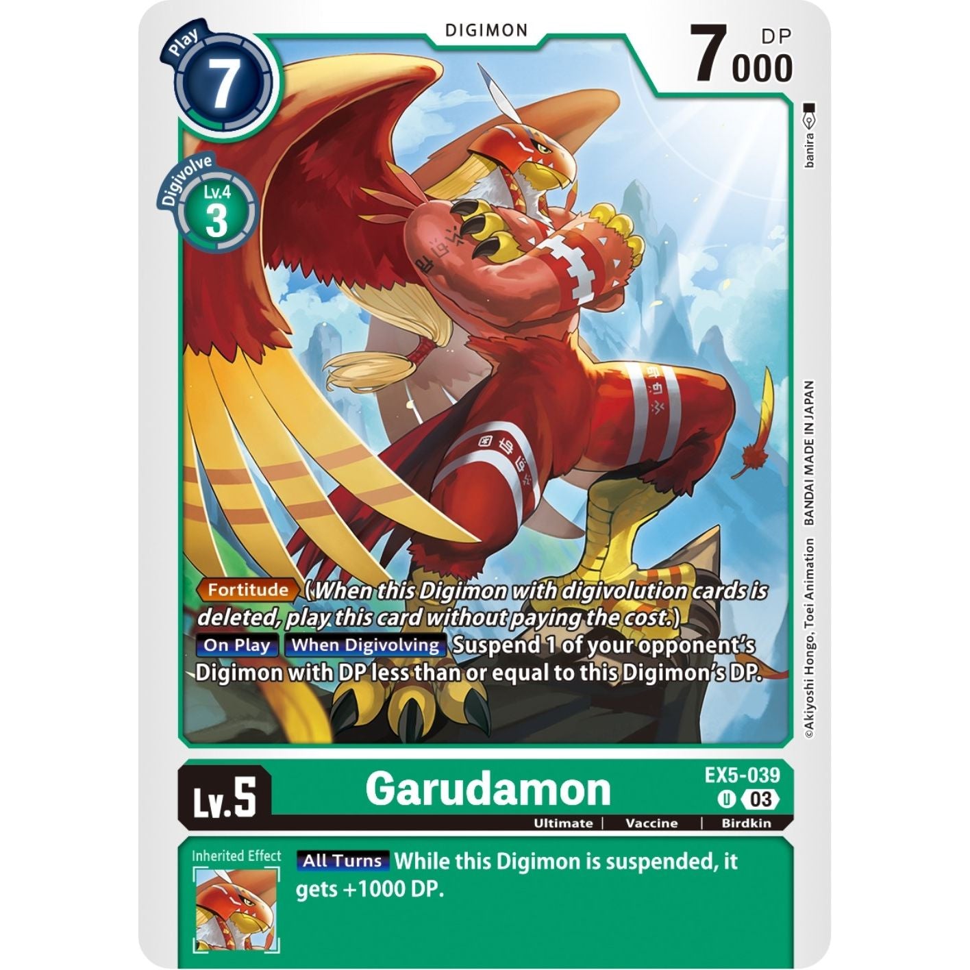 Image for Garudamon (EX5-039 U) (EX05) - Digimon Card Game