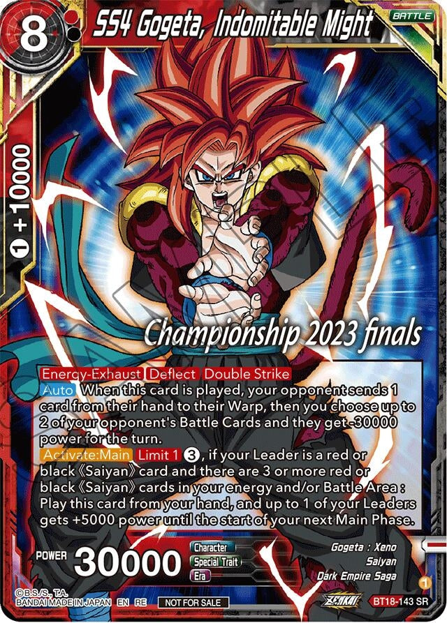 Image for SS4 Gogeta, Indomitable Might (2023 Championship Finals Celebration Pack) (BT18-143) (TPR) - Dragon Ball Super: Masters