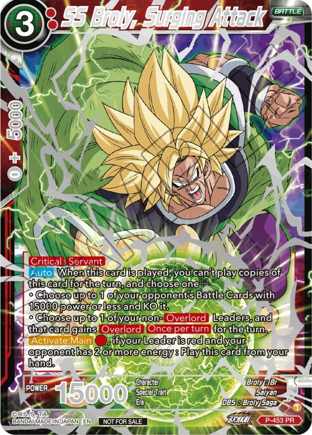 Image for SS Broly, Surging Attack (Championship 2023 Reward Alternate Art Card Set) (Holo) (P-453) (TPR) - Dragon Ball Super: Masters